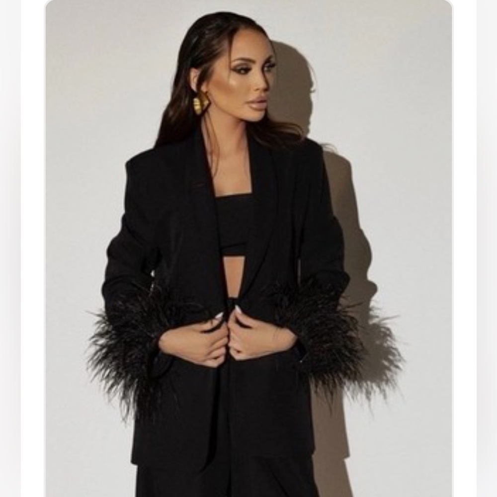 NWT Zara Feather Cuff Tailored Blazer